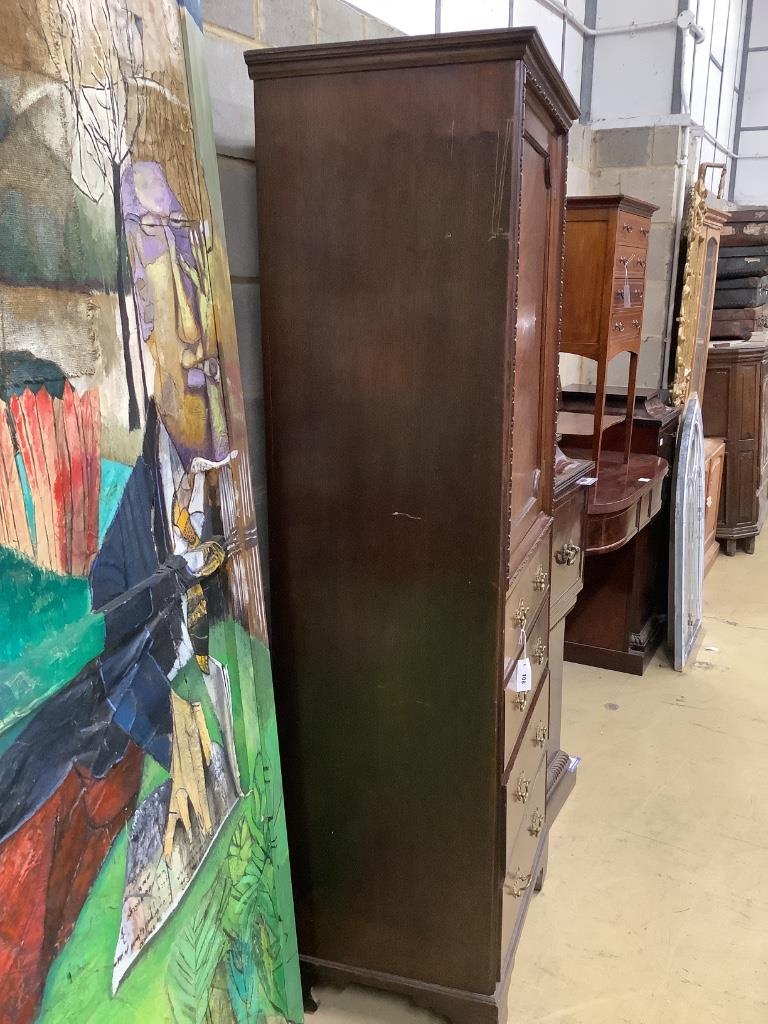 An early 20th century mahogany Chippendale Revival linen cabinet, width 73cm depth 50cm height 198cm